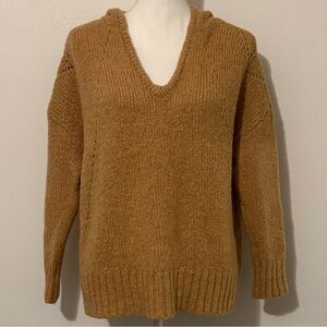 American Eagle Camel Wool Blend Hooded Knit Sweater Hoodie Pullover Size L